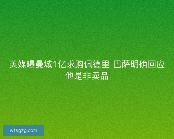 英媒曝曼城1亿求购佩德里 巴萨明确回应他是非卖品