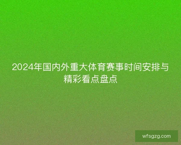 2024年国内外重大体育赛事时间安排与精彩看点盘点