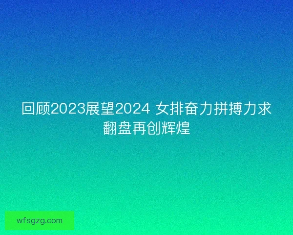 回顾2023展望2024 女排奋力拼搏力求翻盘再创辉煌