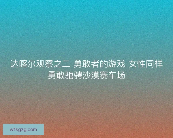 达喀尔观察之二 勇敢者的游戏 女性同样勇敢驰骋沙漠赛车场