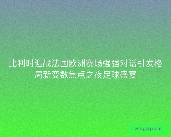 比利时迎战法国欧洲赛场强强对话引发格局新变数焦点之夜足球盛宴