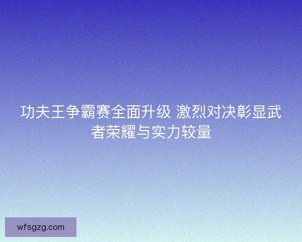 功夫王争霸赛全面升级 激烈对决彰显武者荣耀与实力较量