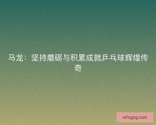 马龙：坚持磨砺与积累成就乒乓球辉煌传奇