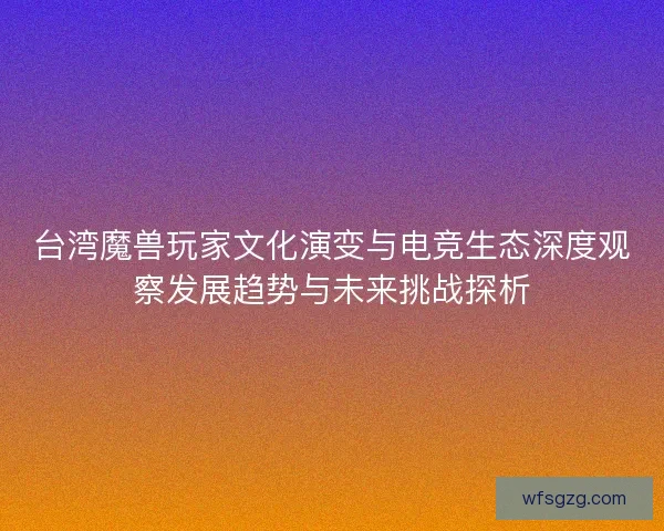 台湾魔兽玩家文化演变与电竞生态深度观察发展趋势与未来挑战探析